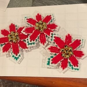 Pointsetta homemade flower brooches set of three